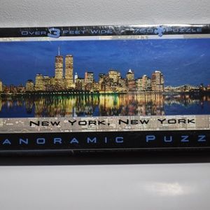 New York New York Panoramic Puzzle 3 Feet Wide 750 Piece Twin Towers Sealed